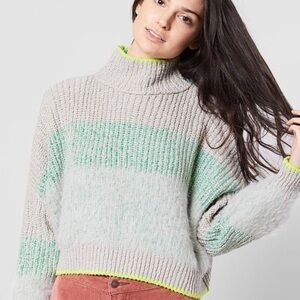 Free People Sunbrite Mock Neck‎ Crop Sweater Size Small Women